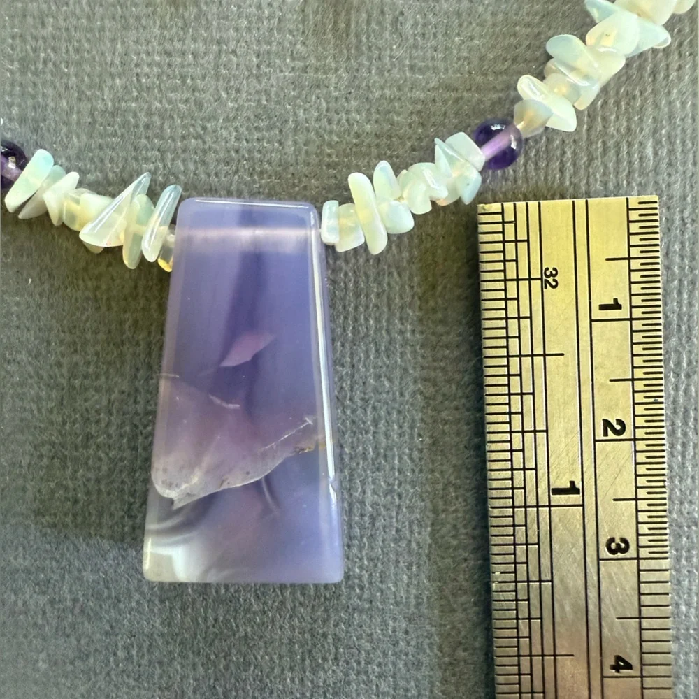 NWT Opal Amethyst Holly Blue Gemstone Statement Necklace and Earring Set Gift - Picture 8 of 11